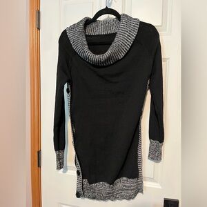 Black and Gray Cowl Neck Sweater Dress